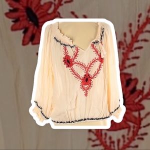 COPY - Piper hippie boho embroidered 3/4 sleeves blouse